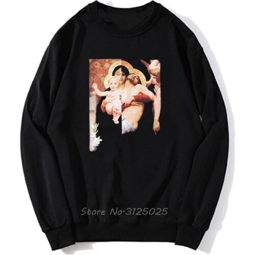 Madonna Embrace Jesus hoodies Funny Virgin Mary Hip Hop Casual Hoodie Men Autumn Winter Pullover Sweatshirt Streetwear Harajuku
