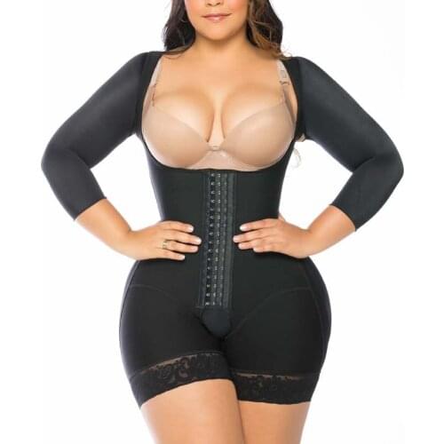 Womens Corset Thigh Trimmer Shapewear Closure Breast Support Tummy Control Long Sleeve Triangle BBL Post Op Surgery Supplies