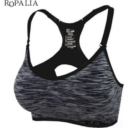 ROPALIA Women Fitness Bras Adjustable Spaghetti Straps Padded Sportwear Tops Seamless Push Up Vest Shake Proof Underwear