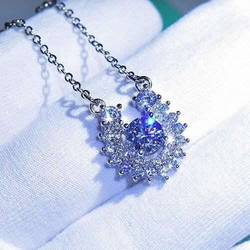 Fashion U horseshoe crystal zircon diamonds gemstones pendant necklaces for women white gold silver color choker jewelry gifts