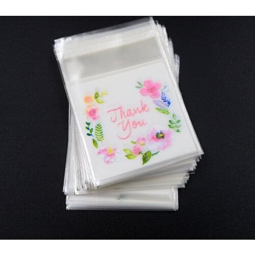100 pcs/lot Write Thank You Plastic Transparent Cellophane Baking Candy Cookie Gift Bag For Wedding Birthday Party
