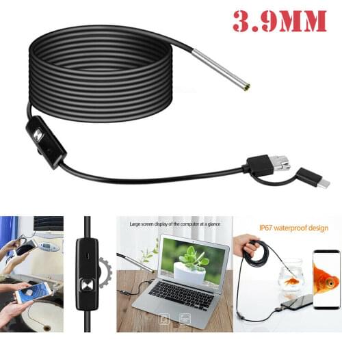3in1 HD Industrial Endoscope 3.9MM USB Borescope Inspection Camera Set Multi-use