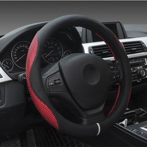 38CM Car Steering Wheel Cover Anti slip Leather Cars Wheels Covers Breathable Hand Stitching Steering-Wheel Car-stying Universal