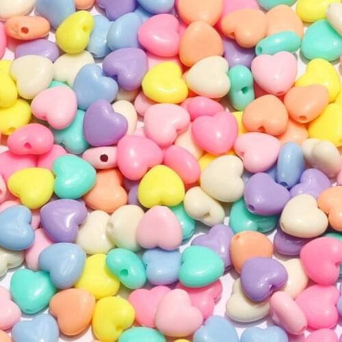 50pcs/lot 11mm Mix Candy Color Acrylic Beads Heart Shape Loose Spacer Beads for Jewelry Making Diy Necklace Bracelet Accessories