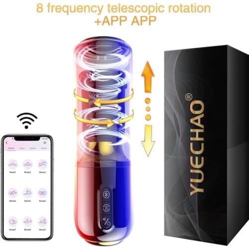 Automatic Telescopic Rotation Male Masturbator Bluetooth App Heating Vagina Real Pussy Adult Masturbation Sex Toys For Men