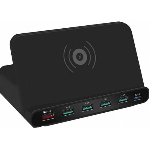 3-in-1 Wireless Charger QC 3.0 Quick Charge 5 USB Ports Type C Charging Dock Station Stand for iphone Samsung Xiaomi Smartphone