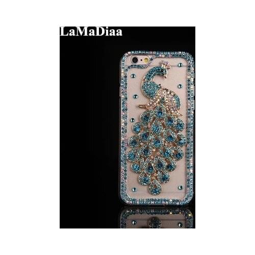 Luxury Glitter Rhinestone Peacock Phone Case For Samsung S20 S10 S9 S8 Plus Note 20 9 8 10 Diamond Chain Soft TPU Back Cover