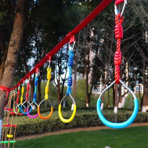 Kids Outdoor Rings Gymnastic Ring Swing Adjustable Swing Rings Colorful Backyard Durable For Ninja Obstacle Course Kit Camping