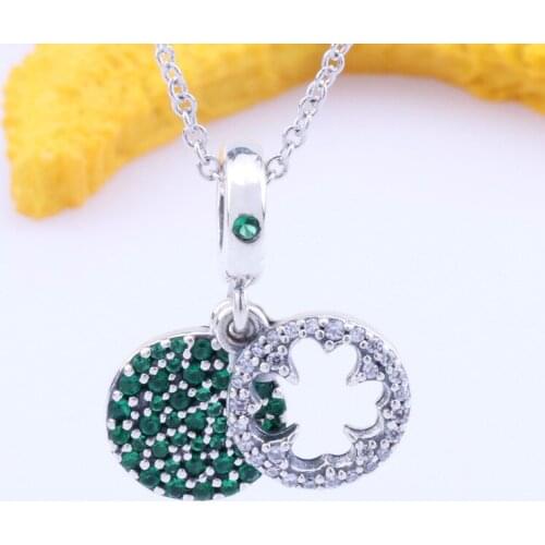 S925 Sterling Silver Lucky Four Leaf Clover Pendant Fit Original Bracelet Necklace