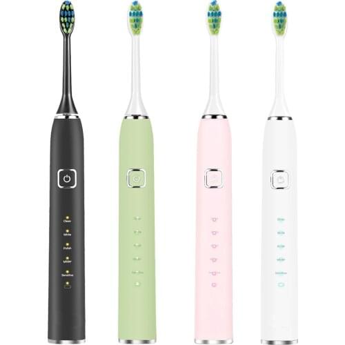 Electric Toothbrush USB Rechargeable Sonic Whitening Toothbrush 5 Mode Couples Travel Toothbrush with 2 Brush Head Gift