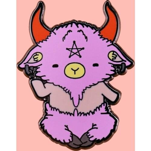 Lucifers Goat Satan Head Baphomet Enamel Brooch Pins Badge Lapel Pins Alloy Metal Fashion Jewelry Accessories Gifts
