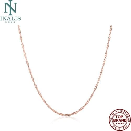 INALIS Unisex Rose Gold Plated Necklaces For Women And Men Simple Copper Matching Chains Twisted Singapore Chain Fashion Jewelry