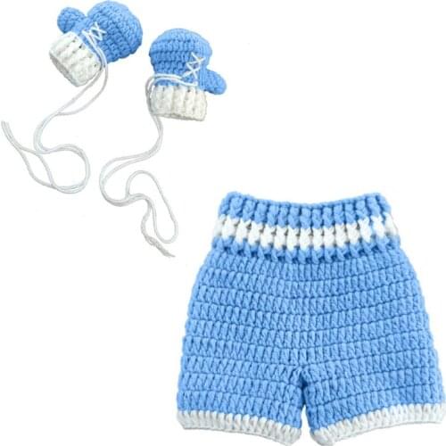 K1KC 0-3month Baby Crochet Photography Props Newborn Photo Cool Boy Costumes Infant Pants Clothing Set