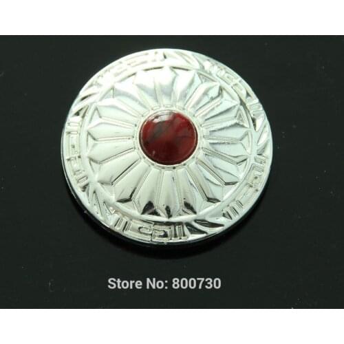 KB307) Wholesale 50pc 1-1/8'' (3.0cm) Wild Hearts Concho Sterling-silver w/ Red Stone Concho Leathercraft Harware Accessory
