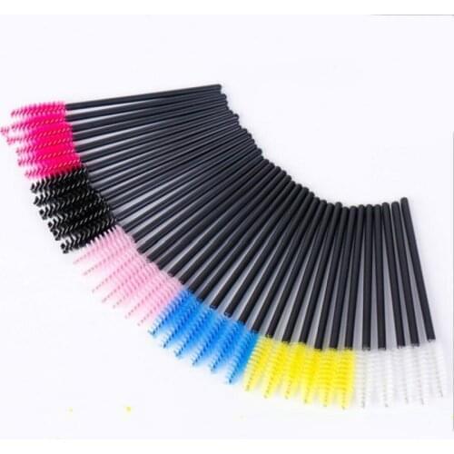50 pcs Colored Disposable Eyelash Mascara Wands Brushes Eyebrow Comb Brush Semi Permanent Makeup Accessories
