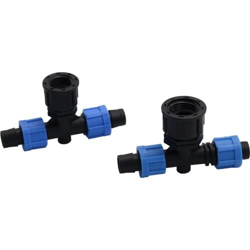 Locked 1/2" 3/4" Thread 16mm Drip Tape Straight Tee Type Connectors repair connector Agricultural Water Saving Irrigation Joint