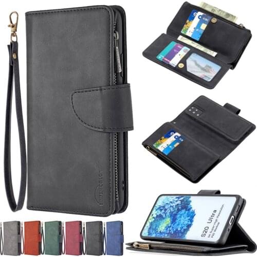 Zipper Purse Leather Case For Samsung Galaxy S20 FE 5G S10 S9 Plus Note 20 Ultra 10 A12 A52 A72 Magnetic Wallet Card Cover Coque