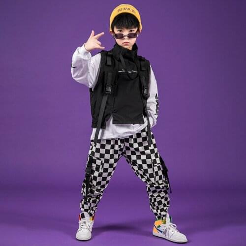 Kids 3 Suits Sets Vest Tshirt Pant Boys Girls Streetwear Hiphop Dance Stage Clothing Costumes Tracksuits Sportswear