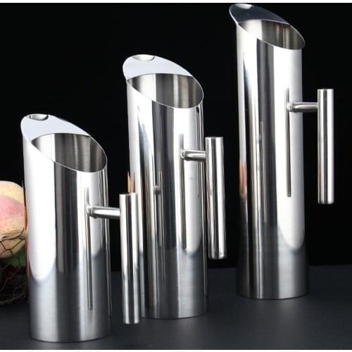 1/1.5/2L Stainless Steel Pitcher Pot Kitchen Cold Water Bottle for Bar Hotel KTV Restaurant Fantastic Wine Juice Water Jug
