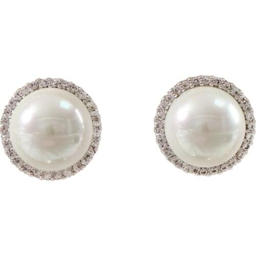 LANFLORA new Mothers Day zircon women pearl stud earrings copper alloy stud earrings Classic bulk wholesale earrings