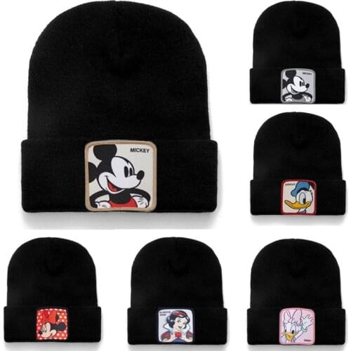 Mickey Minnie Donald Beanie High Quality Cotton Casual Beanies for Men Women Warm Knitted Winter Hat Fashion Solid Unisex Cap