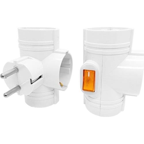 Wall Charger Adapter Power Socket 4.8MM EU Plug to 3AC EU Socket 16A 250V Multif European Type Conversion Plug with Switch