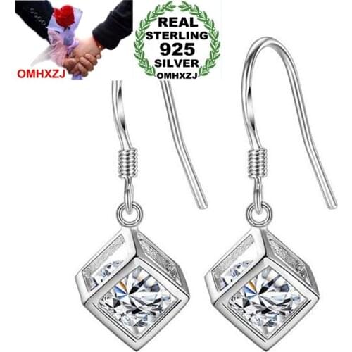 OMH Wholesale Jewelry Square Fashion joker Star for Woman Gift magic cube Love Window 925 Sterling Silver drop Earrings YS213