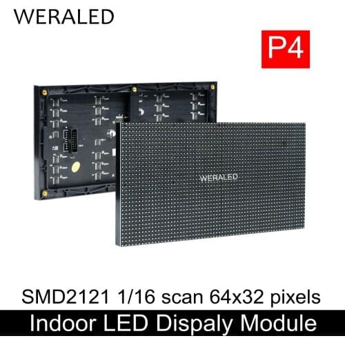 WERALED RGB P4 LED Displays Module, SMD 3 in 1 RGB P4 Indoor Full Color LED Panel, 256*128mm 64*32dots P4 Black Lamp LED Module