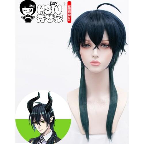 HSIU game Twisted Wonderland cosplay malleus Draconia cosplay wig Special tone gradient dark green