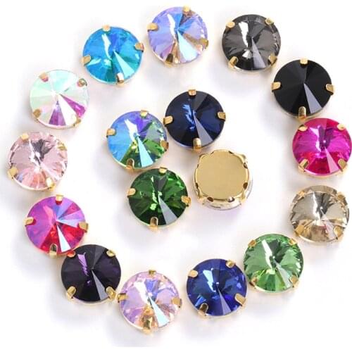 Pipatian 20Pcs Sew on Buttons Rivoli Rhinestone Crystal Decorative Glass Stone Wholesale Diy Clothing Collar Dress Accessories