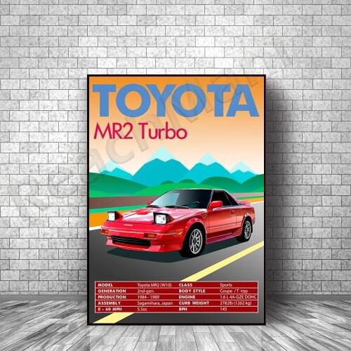 Retro vintage car poster Toyota MR2 Turbo modern home wall decoration art canvas poster print