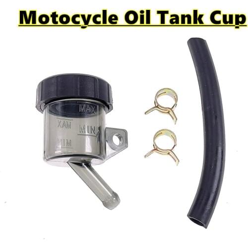 Motorcycle Brake Fluid Reservoir Rear Master Cylinder Tank Oil Cup with Pipe For Kawasaki/Honda/Suzuki/Yamaha/Triumph/Ducati
