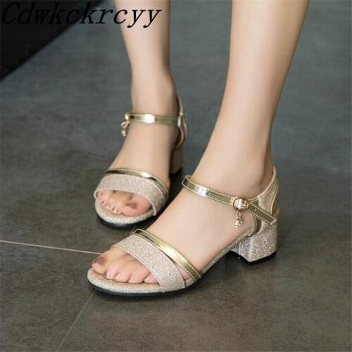 Summer New pattern Europe and America fashion High-heeled Women sandals Golden silvery Sequins Student banquet Women sandals