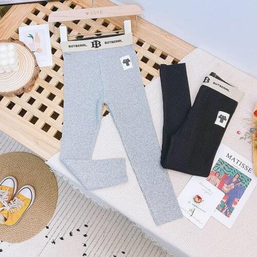 2020 Kids Girl Pants Spring Autumn gray black Elastic Pencil Trousers Child Solid Leggings For 2-7Y Children Clothing