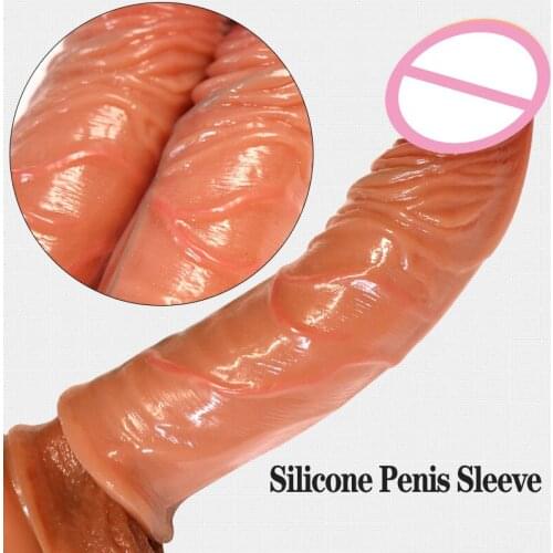 Silicone Penis Sleeve Reusable Condom Penis Extend Enlargemen Cock Bondage Delay Ejaculation Adult Erotic Sex Toys For Men Dick
