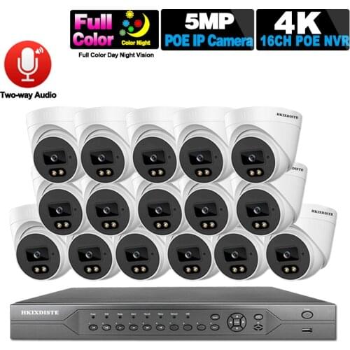 POE Security Camera System 16CH 8CH 4K POE NVR Kit HD 5MP Full Color Night Vision IP CCTV Video Surveillance Cameras System Set