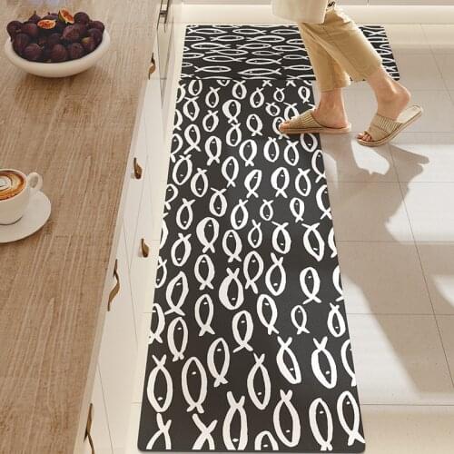 Waterproof Oilproof PVC kitchen Carpet Cartoon Moder Kitchen Floor Door Mat Anti-slip Mats Home Entrance Front Door Doormats