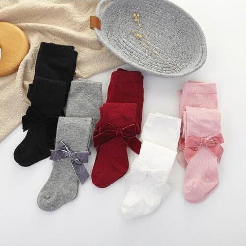 Newborn baby Tights girls pantyhose velvet ribbon bowknot leggings for girls clothes toddler baby stocking children tight