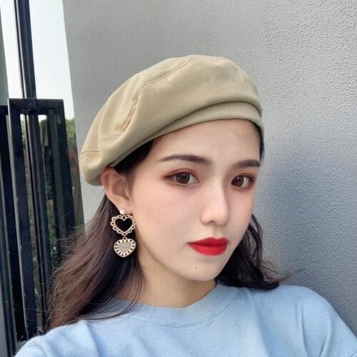 ZYBELLE Fashion Woman Solid Color Girl Beret Beanie Cap Painter Summer Spring Sun Hat Winter Hats For Women 2021 Beanie Cap