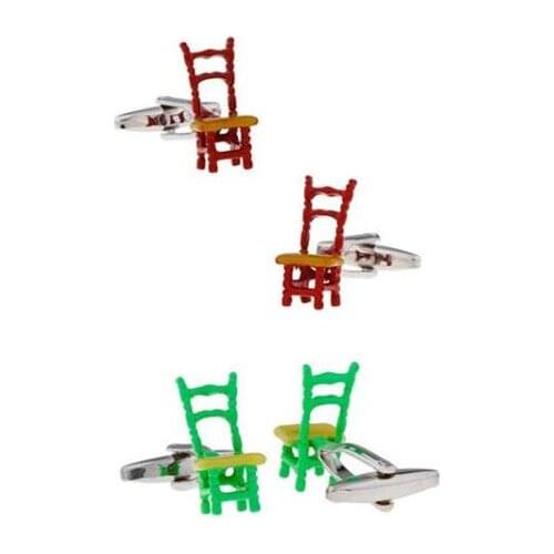 10pairs/lot Vivid Chair Design Cufflinks Red/Green Enamel Table Chair Cuff Links Mens Jewelry Accessory Gift Wholesale