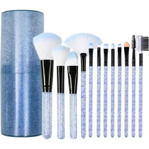12PCS/SET Makeup Brushes Eyeshadow Highlighter Powder Brush BB Cream Brush Plastic Hand Soft Hair Makeup Brush Makeup Tools