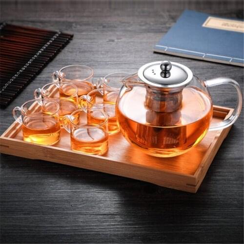 1300ml High Quality Heat Resistant Glass Flower Tea Pot Kung Fu Tea Set Can Heat Stainless Steel Filter Bubble Teapot Round Pot