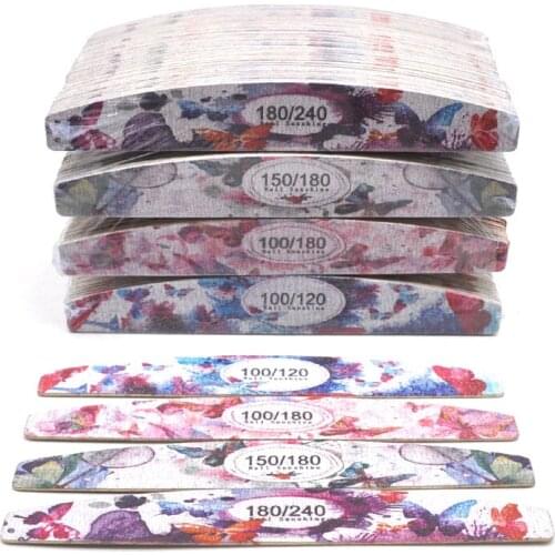 200 X Wooden Nail Files Strong Thick Nail Buffer Limas 100/120/150/180/240 Emery Board Gel Polish Files For Manicure Beauty Tool