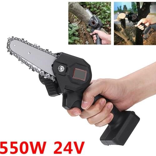 24V Mini Chainsaw Garden Pruning One-Hand Tool 550W Electric Chain Saw Without Battery Wood Cutter Rechargeable Power Tool
