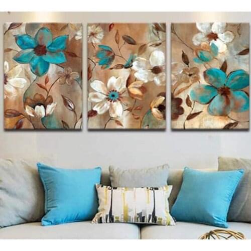 3 pcs Full Square round diamond painting white blue orchid Triptych flower mosaic sale diamond Embroidery room decor gift EE2033