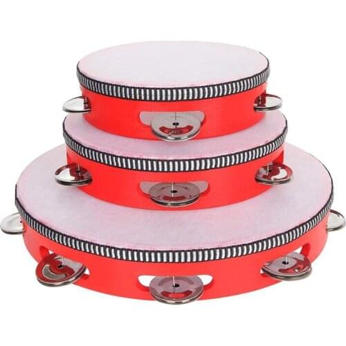 3 Pcs Tambourines, 6/7/10Inch Tambourines Bell Instrument Drum,Hand Held Drum Bell Percussion For Party,KTV,Concert,Etc