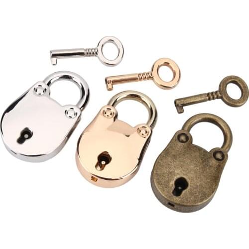 Antique bear shape Zinc Alloy Padlock Skeleton Key Notebook Metal Lock Key Metal Padlock 3Pcs/Set