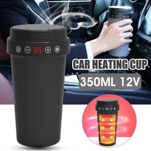 12V 350ml Stainless Steel Car Heating Cup Electric Water Cup Display Temperature LCD Display Temperature Kettle Coffee Tea Milk