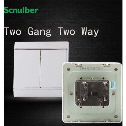 16A 220V white latch push button 2 gang 2 way rocker wall mounted switch