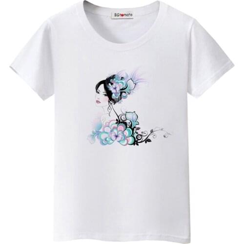 BGtomato beautiful flowers tshirt cheap sale brand shirt women gothic t-shirt fashion streetwear original tee shirt femme